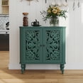 thumbnail image 3 of CBJCBJ 31.5" Retro Arc Carved Sideboard Buffet Cabinet, Wooden Credenza Storage for Dining Room, Green, 3 of 10