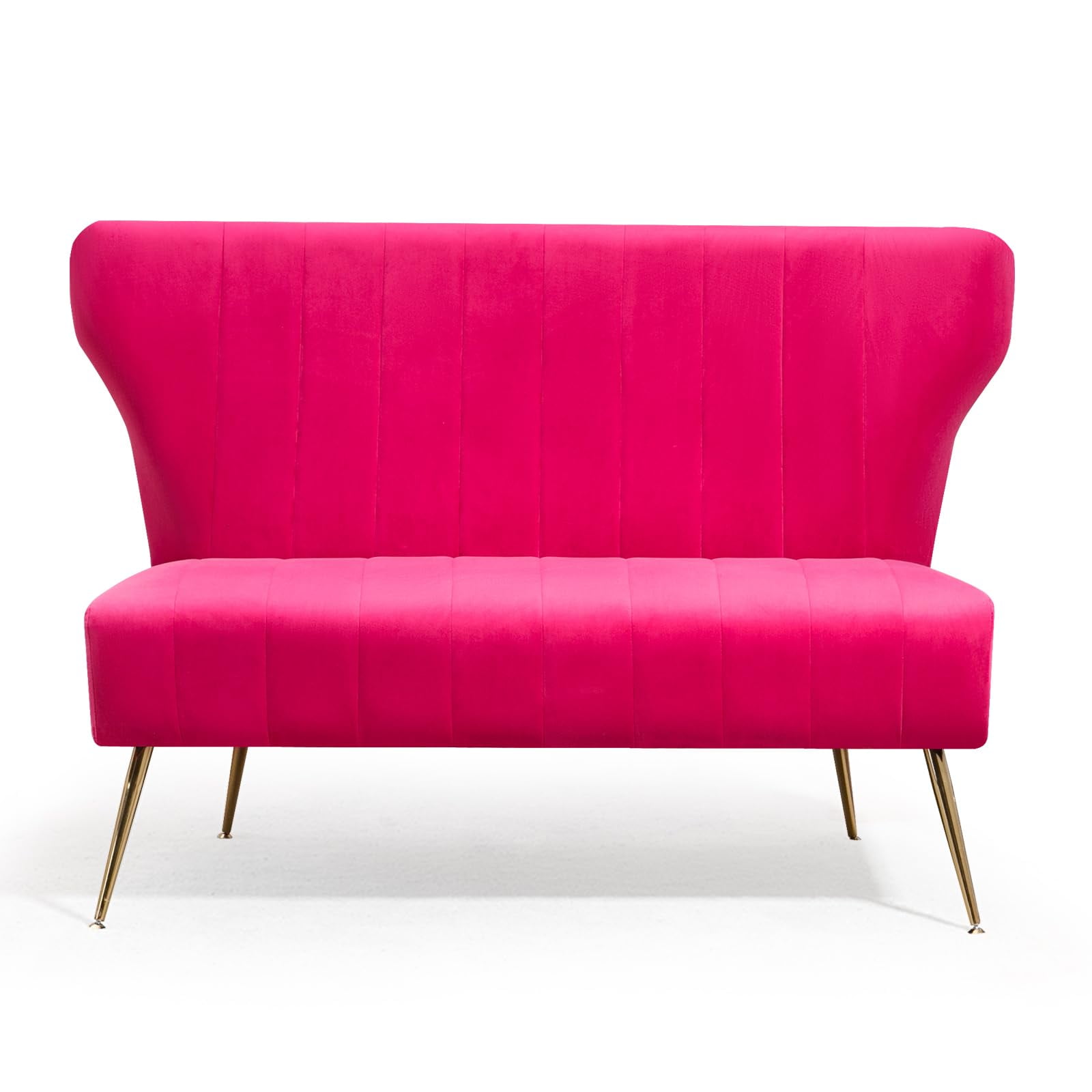 Reception Velvet Loveset Sofa with Golden Legs, Fuschia