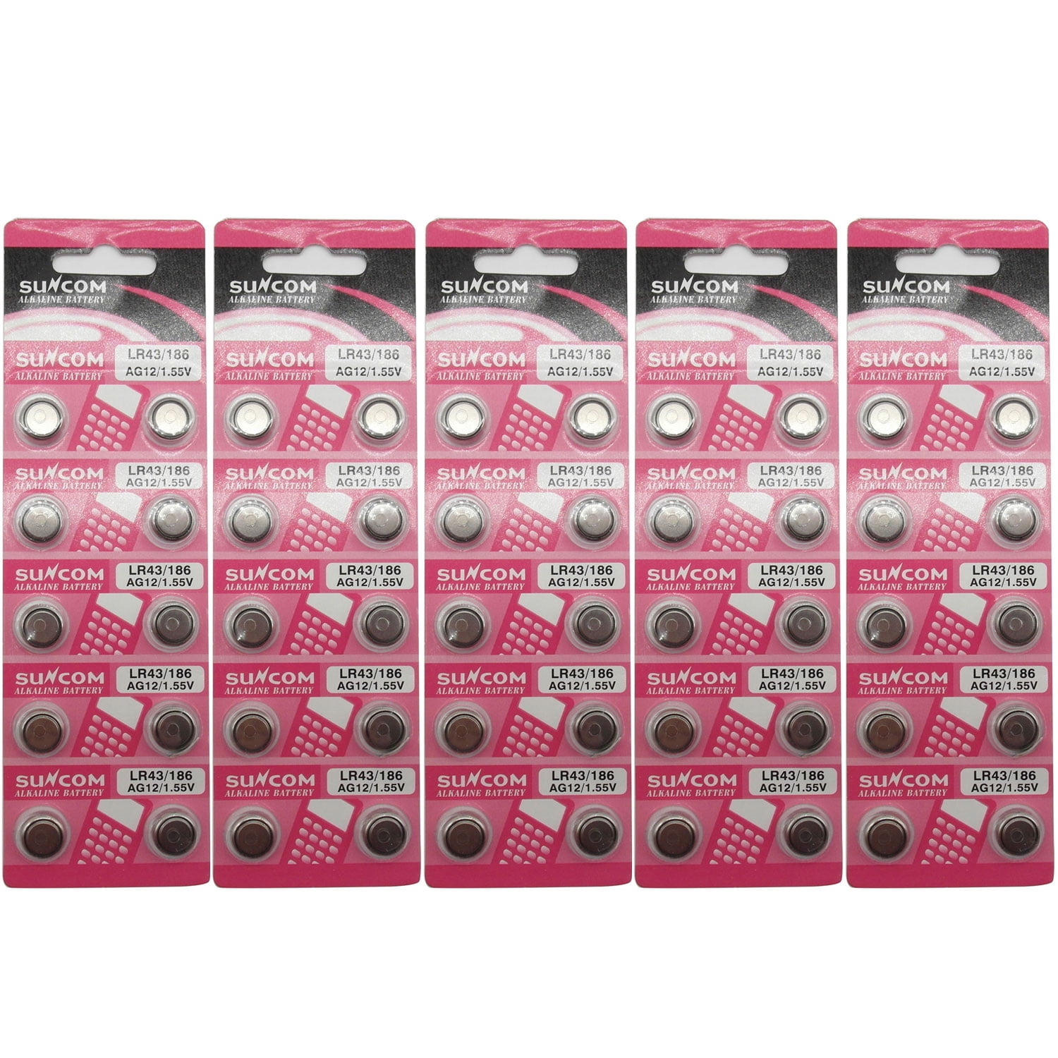 (50 pcs) AG12 Alkaline 1.5V Button Cell Battery Single Use LR43