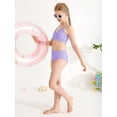 thumbnail image 6 of GYRATEDREAM Girl's 2 Piece Swimsuit Solid V Neck Spaghetti Strap Bikini Sets Beach Bathing Suit Swimwear for Teen Kids, 6 of 9