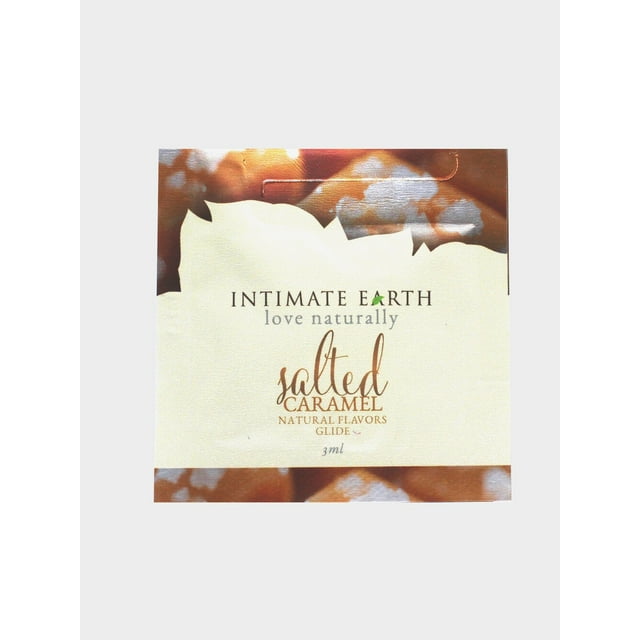 Intimate Earth Arômes Naturels Glide, Lubrifiant Personnel Aromatisé à Base d'Eau, Caramel Salé, Feuille 0,1 Oz