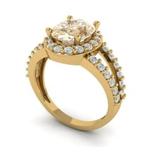 2.78ct oval cut brown natural morganite 18k yellow gold halo Bridal Wedding Engagement Promise Anniversary Ring for Women size 10.25