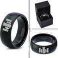 thumbnail image 4 of Tungsten Middle Ages Castle Fortress Band Ring 8mm Men Women Comfort Fit Black Dome Polished, 4 of 4