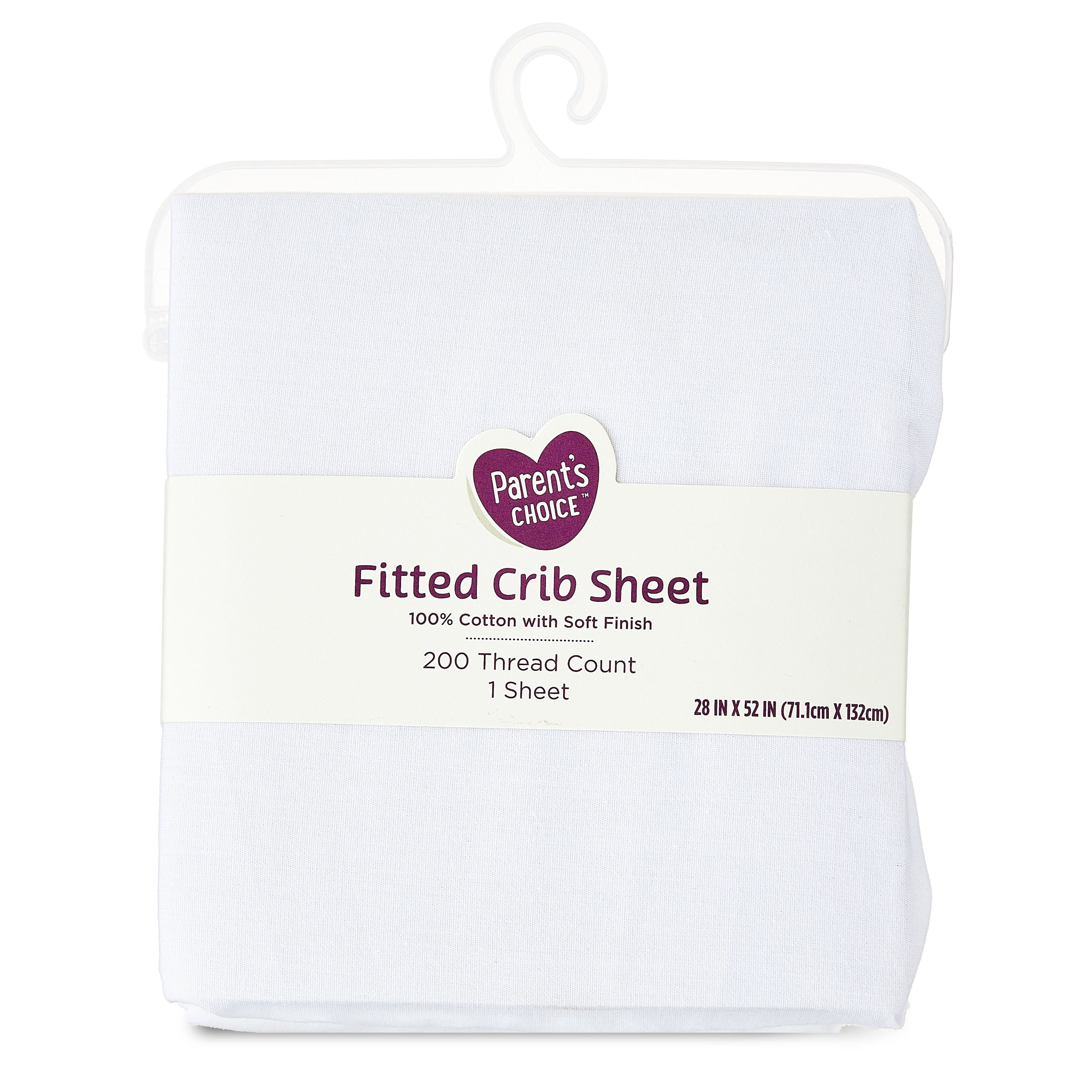 (3 pack) Parent's Choice 100% Cotton Fitted Crib Sheet, Solid White
