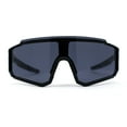 thumbnail image 1 of Mens Oversize Trendy Futuristic Wrap Half Rim Sport Plastic Sunglasses All Black, 1 of 4