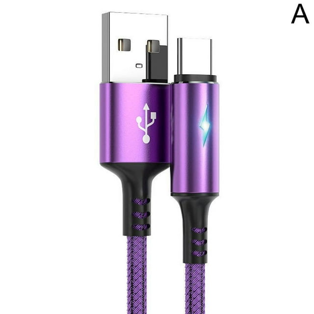 Cable de carga USB HFSAZJ, cable USB a USB-C, cable de carga USB a tipo C con luz LED, cable USB-C de carga rápida, cable USB-C trenzado para teléfono U8V6