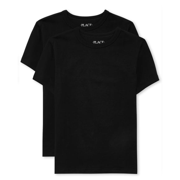 Camiseta The Children's Place para niños, manga corta, negra, paquete de 2