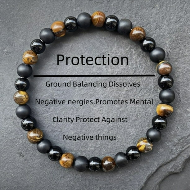 Piedra Natural Pulsera Mujeres Ojo de Tigre Cristal Energía Negativa Joyería Unisex Ajustable