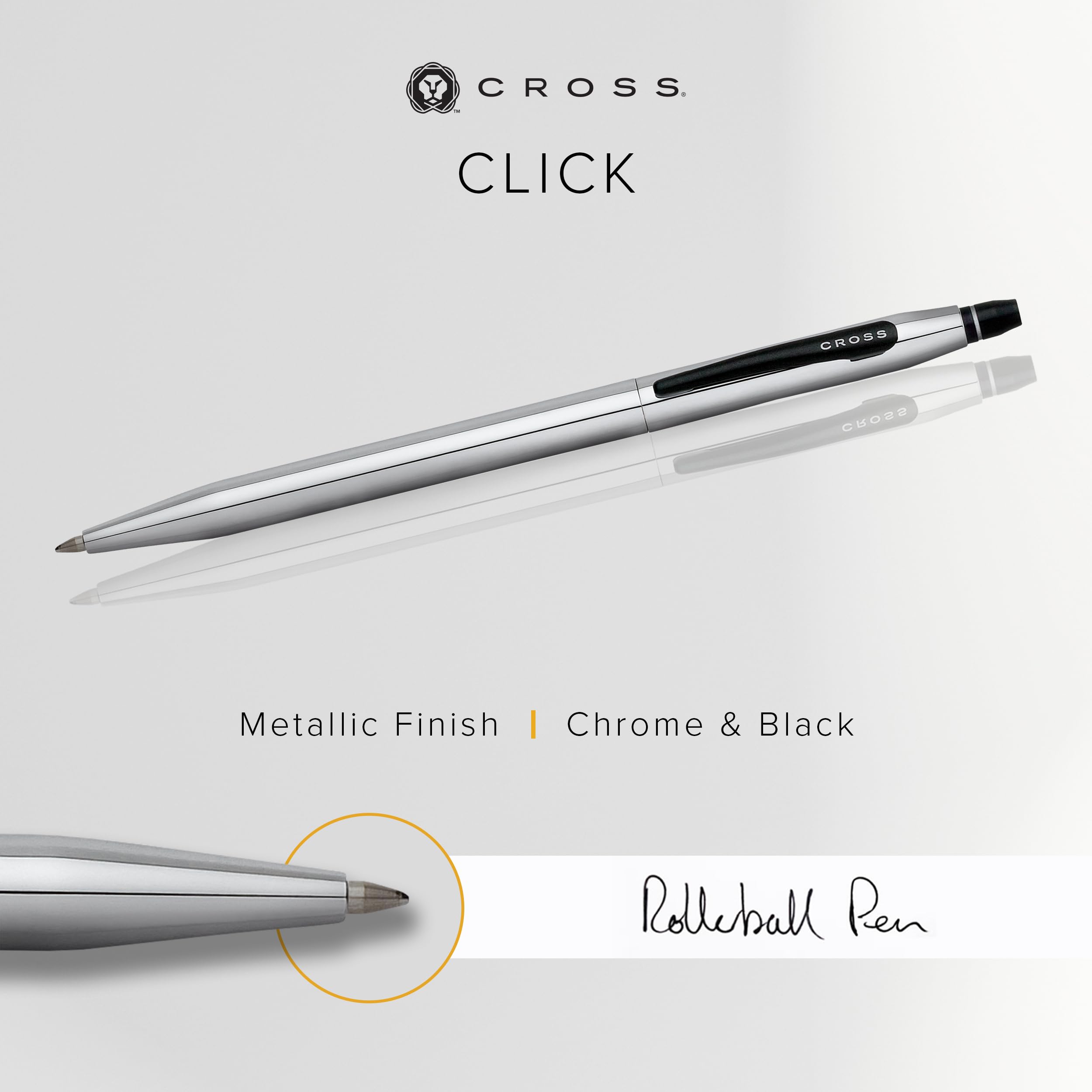 Cross Click™ Polished Chrome with black appointments Rollerball Pen