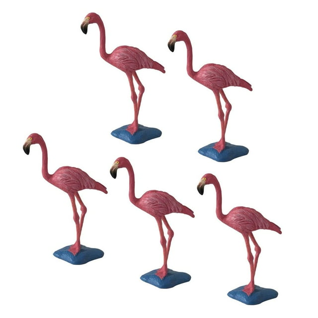 5 pieza Mini pájaro flamencos rojos modelos adornos decoraciones coleccionables