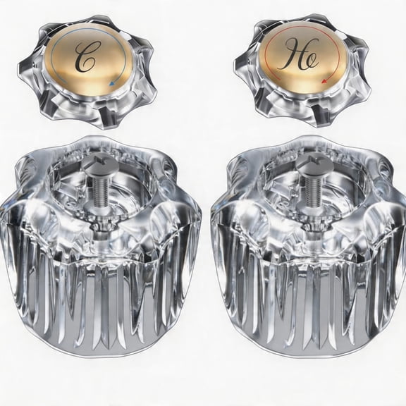 Lsupdaol 1 Pair Bathroom Knobs Replacement, Bathtub Handles Compatible with Delta/Delex/Peerless, Hot and Cold Sink Knobs Replacement Parts in Clear Acrylic, Include Screws