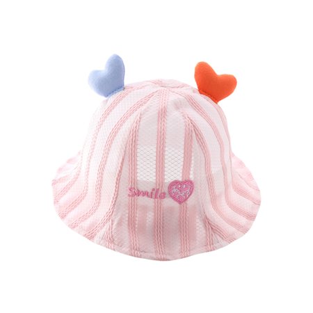

Baby Girl Fisherman Stripe Print Mesh Breathable Hat with Ears Sun Protection Hat