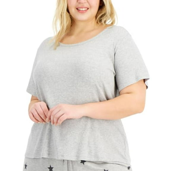 Jenni Plus Size Ribbed Sleep T-Shirt - Sleep Grey Heather 1X