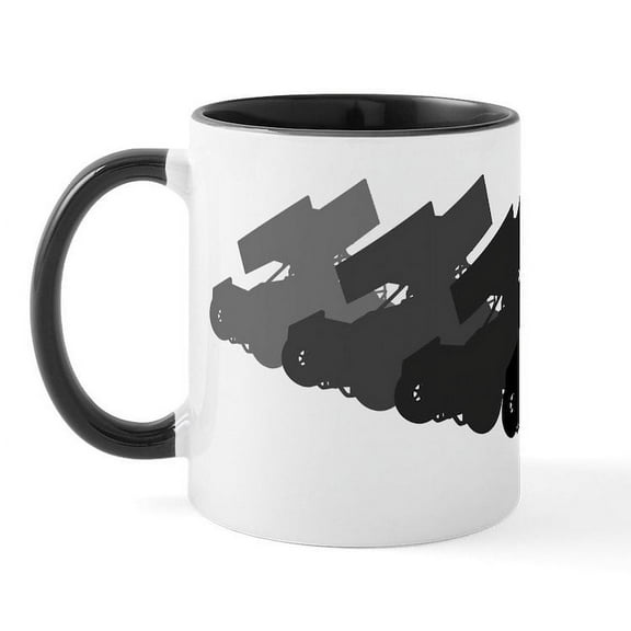 CafePress - Sprintcars 4Abreast Mug - 11 oz Ceramic Mug - Novelty Coffee Tea Cup