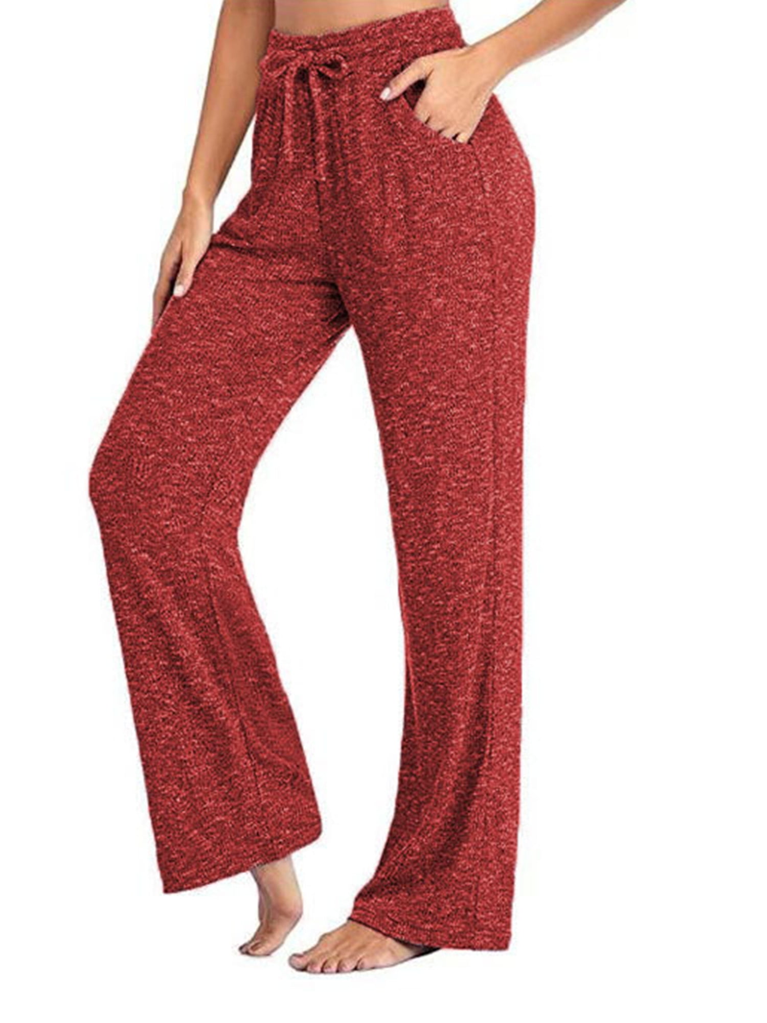 LONGYUAN Womens Comfy Pajama Pants Casual Yoga Pants Drawstring Palazzo Lounge Pants Wide Leg for All Seasons 
