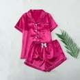 thumbnail image 7 of Womens Pjs Sets Sevevn Women's Short Sleeve Sleepwear Button Down Satin 2 Piece Pajama Set, 7 of 7