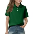 thumbnail image 2 of Kopltyrfg Uniform Shirts for Kids Girls School Short Sleeve Uniforms Casual Henley Uniform Shirts 2025 New with Collar Polo Shirts Comfortable Clothes Dark Green 3-4 Years, 2 of 6
