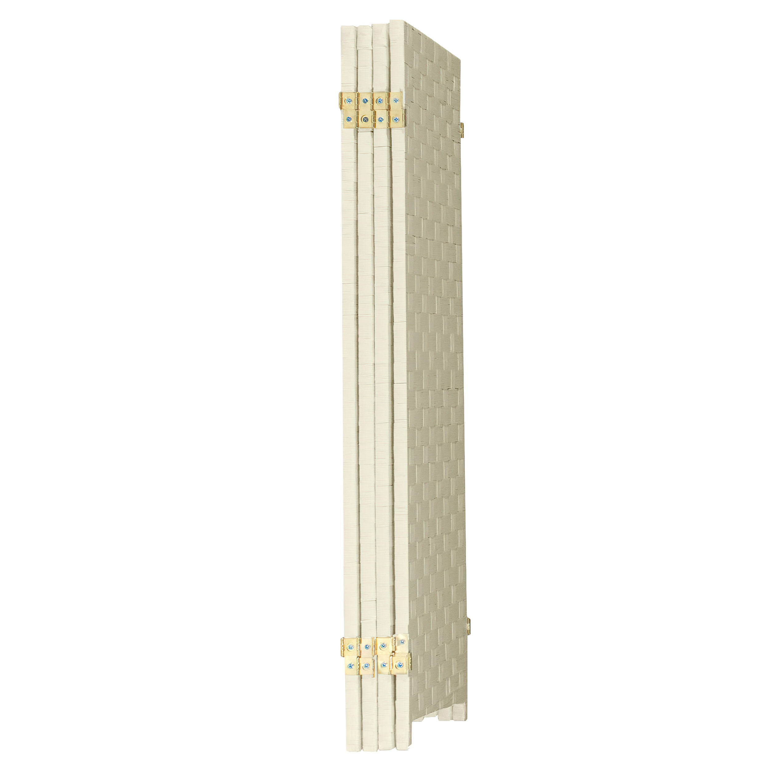 Red Lantern 3 ft. Short Woven Fiber Folding Screen - Cream - 4 Panel