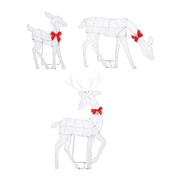 3x Figuras Familiares de Renos Navideños, Luces LED de Ciervos Iluminadas Al Aire Libre, Decoración Navideña para Navidad, Jardín Y Decoración del