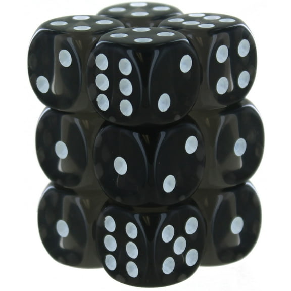 Chessex Dice d6: Translucent Smoke/White Dice Block - Set of 12