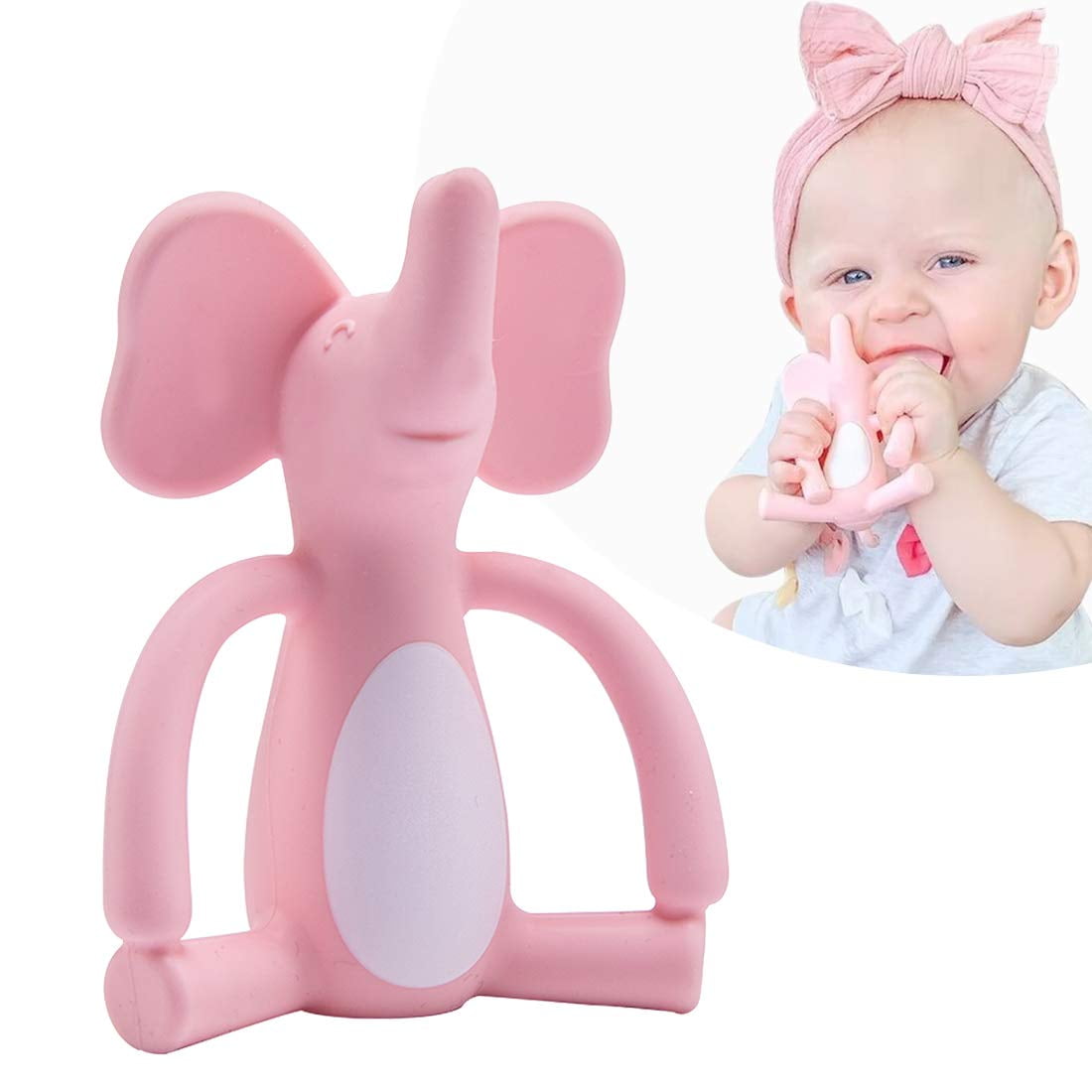 Baby Teether Elephant Silicone Pendant Teeth Bead Newborn Soothing Chew Toys S 