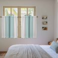 thumbnail image 4 of Teal Aqua Stripes Kitchen Curtains, Minimalist Abstract Vertical Lines Light Filtering Window Curtain Panels, 2Pcs Rod Pocket Window Treatments Set for RV Dining Room Study Room 42x45 Inches, 4 of 9