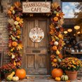 thumbnail image 4 of Welcome Sign for Front Door, Fall Pumpkins Round Metal Wall Art Wreaths, Thanksgiving Beige Squirrel Flower Leaf Outdoor Indoor Wall Hanging Sign for Porch Decor Housewarming Gifts 7.9 Inch, 4 of 8