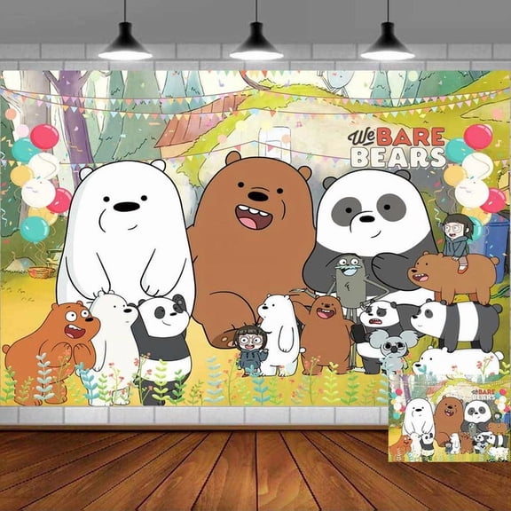 Backdrop We Bare Bears Backdrop Banner Party Supplies Poster Movie Theme Background for Photography Kids Birthday Decorations