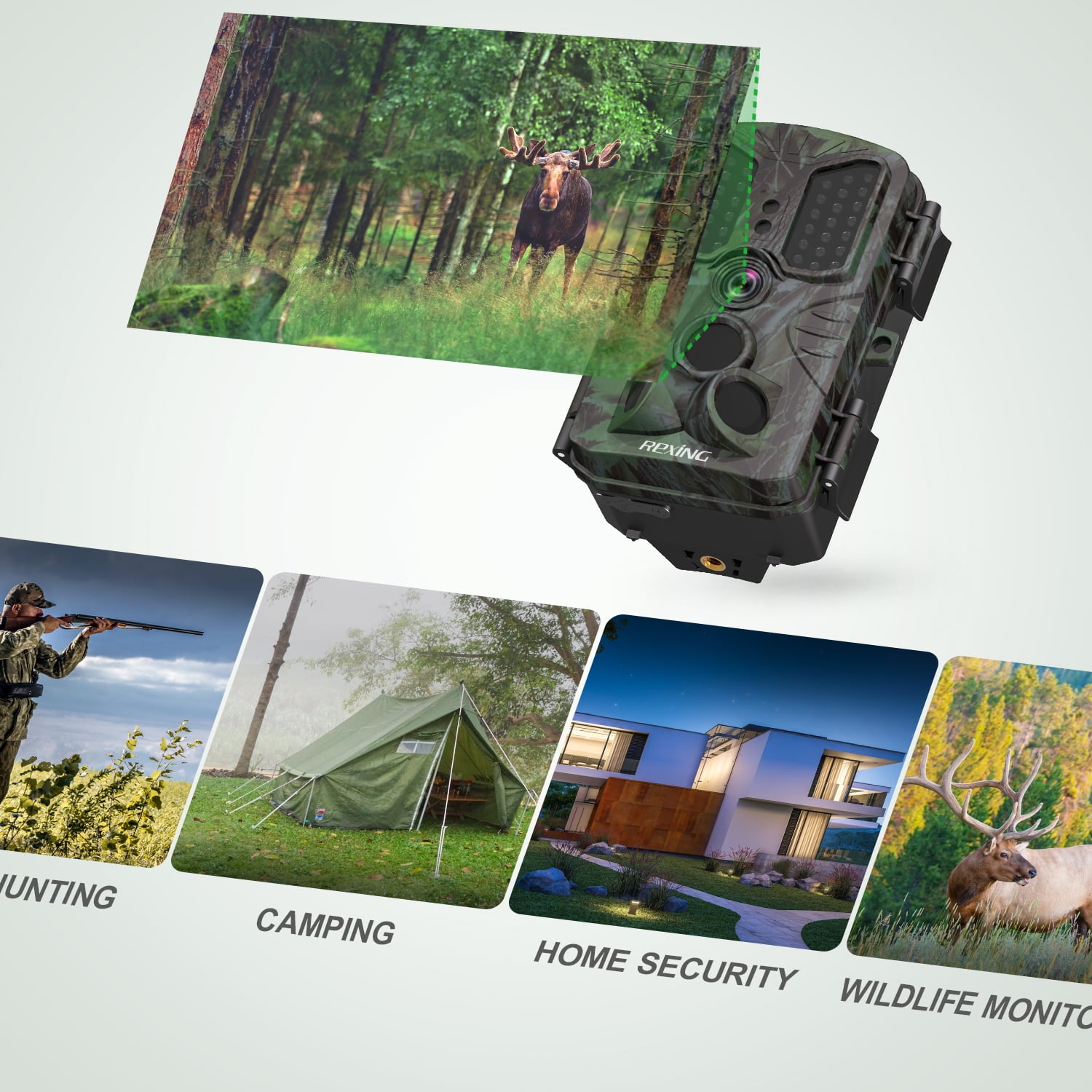 Rexing H1 Blackhawk  1080P 16MP Trail Surveillance Camera for Outdoor, Hunting Camera