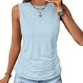 thumbnail image 2 of JGGSPWM Women's Tank Tops Crewneck Sleeveless Tunic Eyelet Embroidery Blouses Slim Fit Basic Shirt Tees Light Blue M, 2 of 8