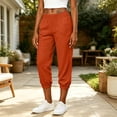 thumbnail image 2 of Inleife Women's Elastic Cuffed Jogger Capris Fashion Ladies High Waist Loose Tapered Pants Cropped Pants with Pockets, 2 of 6