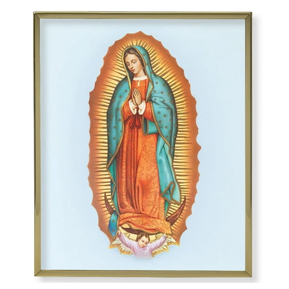 Our Lady of Guadalupe Picture Framed Plaque Large, Gold Plaque Frame