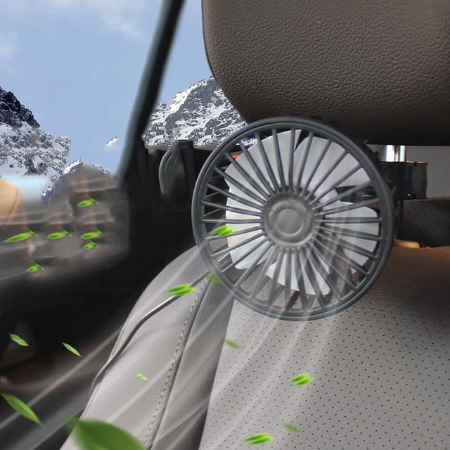 Boovnll Car Accessories for Women, Vehicle Fan for Car Rear Seat Car Multi-Functional Rear Clip Fan Usb Universal Car Fan Three Wind Speed Adjustment 360° Wind Direction Adjustment, Car Accessories