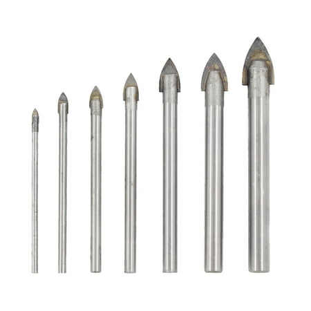 

7pcs For Glass Spear Head Marble Round Shank Ceramic Tile Wall Drill Bit Set DIY