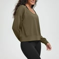 thumbnail image 4 of CQONEPT Womens Sweatshirts Scoop Neck Casual Pullover Tops Long Sleeve Tunic Tops Solid Fall Fashion Clothes Army Green XL, 4 of 6