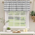 thumbnail image 3 of 2 Panels Grey White Ombre Stripe Valance for Windows, Farmhouse Modern Art Striped Light Filtering Kitchen Curtains, Rod Pocket Window Treatment Curtain Valances for Living Room Bedroom, 42"x12", 3 of 9