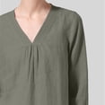 thumbnail image 2 of YigeTops Women's Pleated Cotton Linen Loose Shirt Casual Lightweight Summer Everyday Layering Tunic Green L, 2 of 6