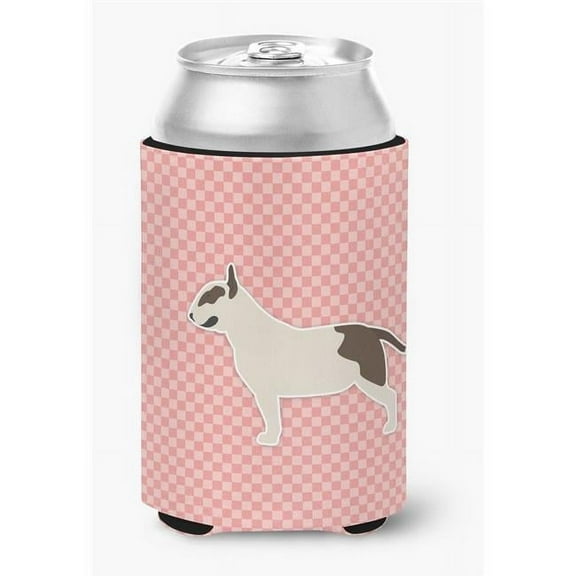 Bull Terrier Checkerboard Pink Can or Bottle Hugger