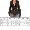thumbnail image 3 of Negro L 2021 Moda Mujer Calle Chica Caliente Retro Empalme De Encaje A Rayas Camisa A Rayas Negras Chaqueta De Una Sola Fila Con Dos Botones En La Cintura Con Cuello En V Top Informal, 3 of 8