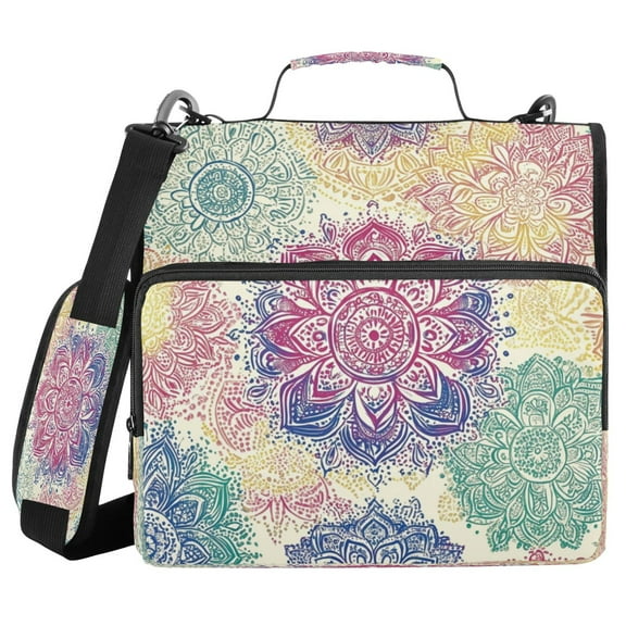 YAZAOO Zipper Binder trapper keeper Documents Organized Design Mandala Mosaic Printed