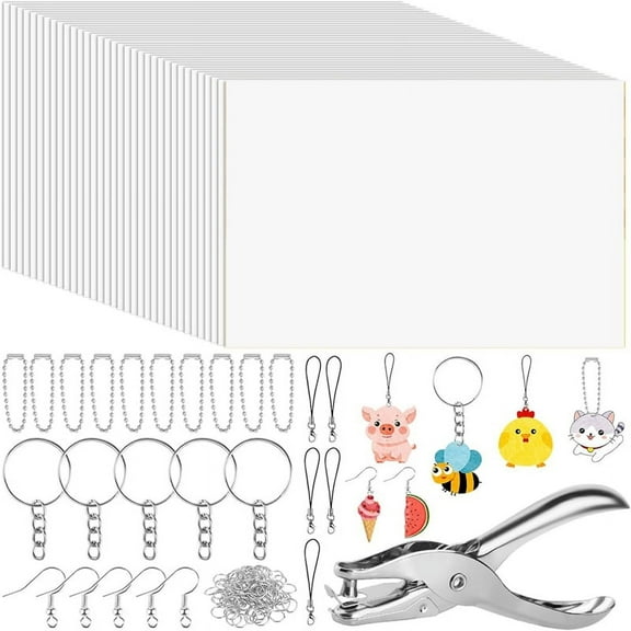 146 Pcs Heat Shrink Plastic Sheet Shrinky Art Kit 20 Pcs Paper Keychain Kit for Crafts Handprint Mother'S