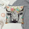 thumbnail image 2 of MAXIAO Highland Cow Pillow Cover Highland Cattle Floral Decorative Throw Pillow Cover Case Home Decor Animal Western Decor Farmhouse Pink Green Cushion Case for Couch Sofa Outdoor 18x18in, 2 of 5