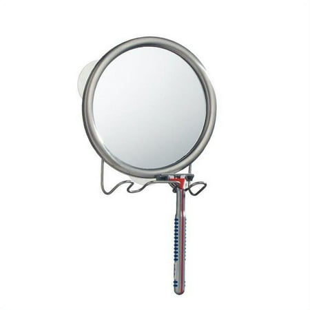 iDesign 6405542 6 x 2 x 7 in. Shower Shaving Suction Mirror with Razor Holder Brushed Steel
