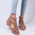 thumbnail image 5 of Viluyesy Women's Wedge Sandals, Zipper Back Hollow Up Open Toe Summer Fashion Roman Gladiator Shoes Brown, 5 of 6