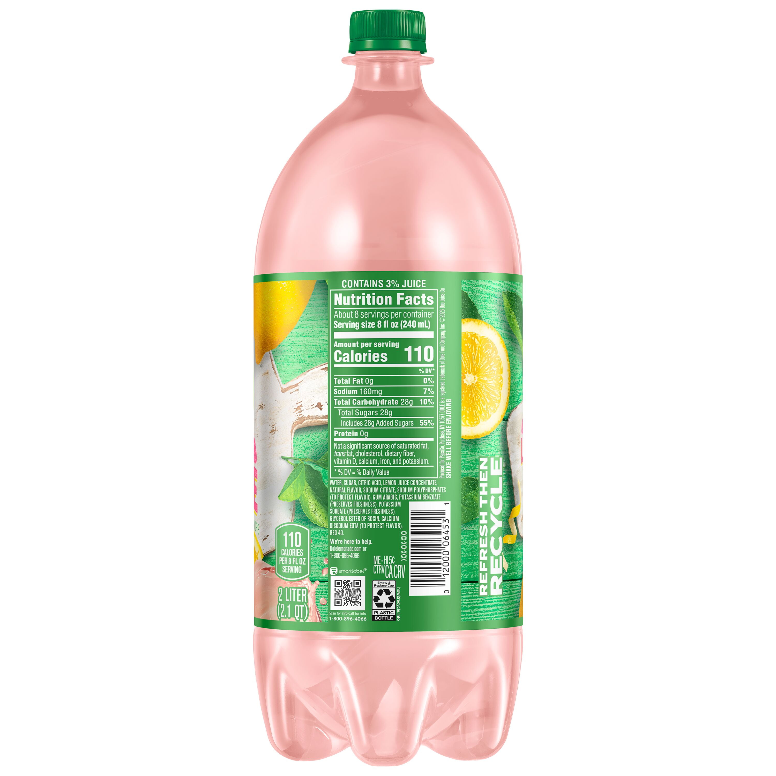 (5 pack) Dole Strawberry Lemonade, 2 Liter Bottle