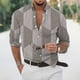 thumbnail image 2 of Camisas s Para Hombre Casual Hombres Solapa suelta Estampado geométrico Manga larga Puños Botón Puerto Estilo Floral Camisa Playa Hawaiianss Verano Top (Grey, XXL), 2 of 3