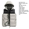 thumbnail image 7 of comerut Men Winter Cotton Vest Padded Thick Warm Sleeveless Hooded Loose Drawstring Pockets Zipper Closure Windproof Soft Warm Men Solid Color Men Waistcoat, 7 of 7