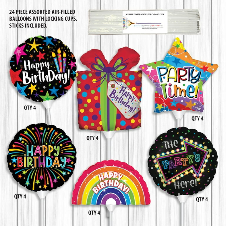 STICK BALLOON HBD STARS & CANDLES 