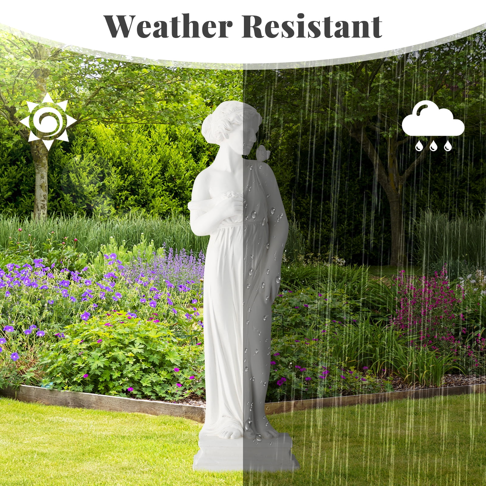 Erommy Outdoor Garden Statue, 31.5-Inch Greek Nymph Sculpture in Roman Style, Elegant Goddess Figurine for Patio, Yard, Lawn & Porch Decor Ivory