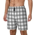 thumbnail image 1 of Kdxio Gray Checkboard Print Mens Swim Shorts with Mesh Lining, Breathable and Quick-Drying, Adjustable Waist, Privacy Pocket-Large, 1 of 6